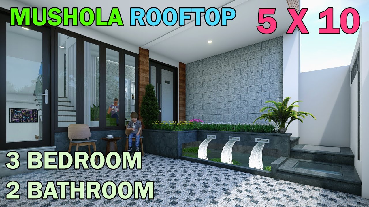 Rumah Minimalis Split Level House  5X9 Meter 3 Kamar 2 Toilet Mushola Rooftop lahan 5x10 meter