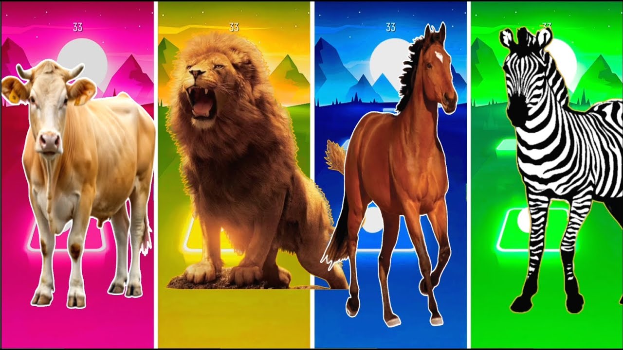 Funny Cow🐎🆚A Funny Buffalo🆚The Funny The Cow🆚Funny Bull A Tiles Hop EDM Rush #tileshop​ #coffindance