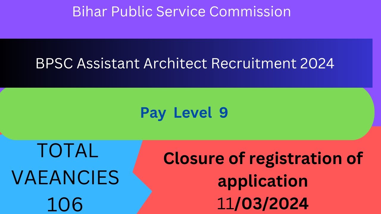 BPSC Assistant Architect Recruitment 2024 | total posts 106 | syllabus | full details