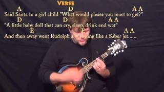 Video thumbnail of "Run, Run, Rudolph (Chuck Berry) Mandolin Cover Lesson with Chords/Lyrics - Capo 3rd"