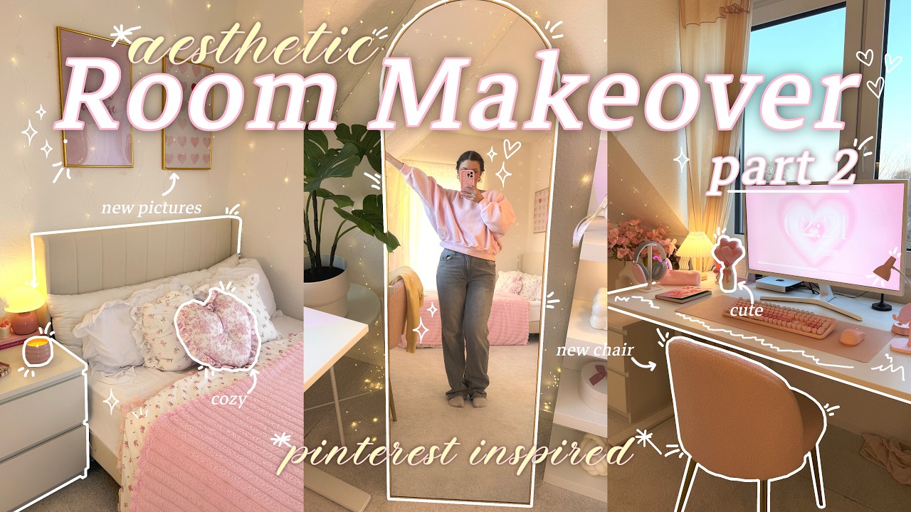 aesthetic room makeover part 2 ♡ | pinterest inspired transformation · decorating ideas · room tour