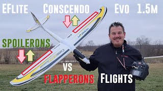 E-flite - Conscendo Evo - 1.5m - Spoilerons VS Flapperons - Flights