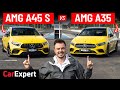 A45 S v A35 Dragparison: Race, sound comparison, 1/4 mile, brake test & styling review Mercedes-AMG