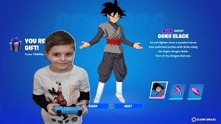 Gifting My 9 Year Old Kid NEW GOKU BLACK Bundle Unlocking Goku Black Skin Fortnite Dragon Ball z