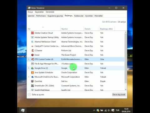 Windows 10 Başlangıç Programı devre dışı bırakmak Kapatmak