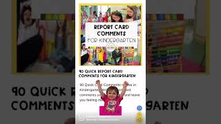 Report Card Comments for Kindergarten