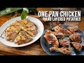 Easy One Pan Roast Chicken with Layered Potatoes