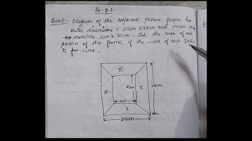 Diagram of the adjacent picture frame has outer dimensions = 24 cm × 28 cm and inner dimensions 16 c