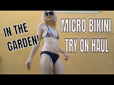 SKINNY TINY BIKINI Try On Haul In The Garden. Braless Forever No Bra