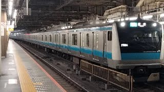 E233系1000番台173編成が各駅停車蒲田行きとして大宮駅2番線を発車するシーン(1703A)