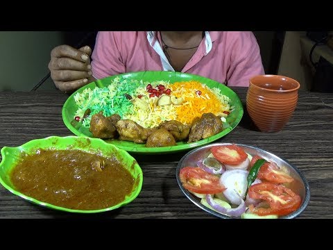 Eating Tasty Tricolour Polao & Chicken Curry - Eating Show