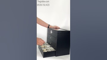 Hộp Tủ Đựng 18 Mắt Kính 6 Đồng Hồ & Trang Sức - 4 Tầng Vỏ Da Carbon - DHK4T