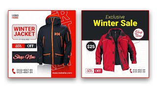 Winter Jacket Product Sale | Social Media Post Design | Photoshop Tutorial | Unix Creative Designer screenshot 5