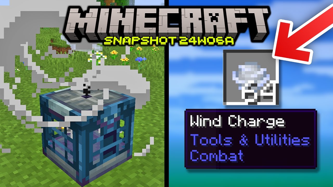 NEW WIND CHARGE WEAPON ADDED - Minecraft Snapshot 24w06a [Review] - YouTube