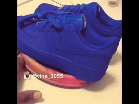 Blue Air Force ones Customized - YouTube