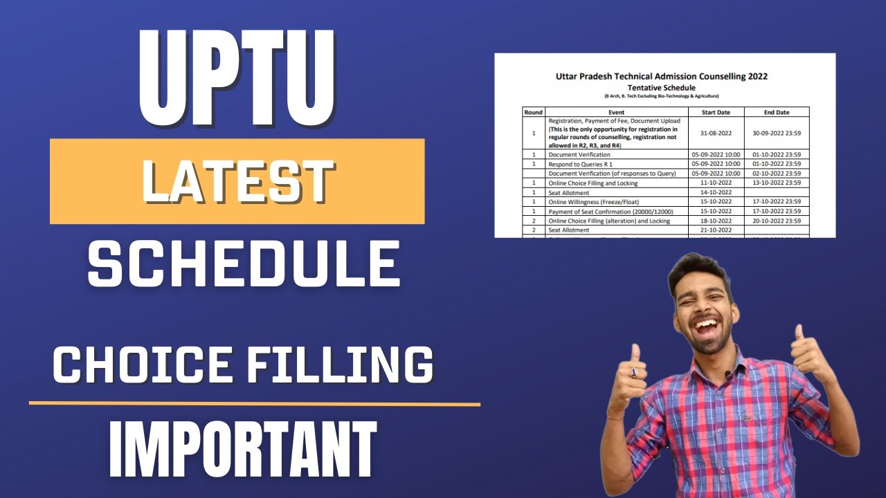 UPTU CUET UG Counseling Schedule 2022 | Spot Round | Counselling ...