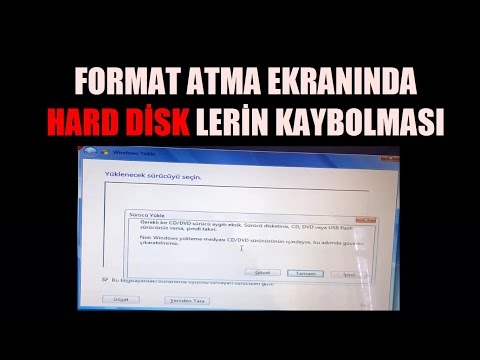 Sürücü Yükle Hatası (Çözüldü) Windows 7,8,10 Format Atarkern HardDisk'leri Görmüyor