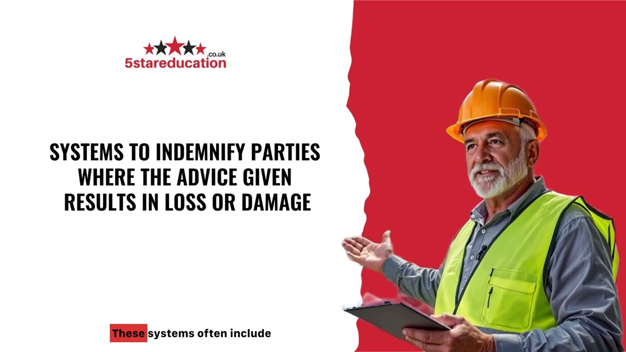 Level 6 NVQ CCOM - SYSTEMS TO INDEMNIFY PARTIES WHERE THE ADVICE GIVEN RESULTS IN LOSS OR DAMAGE