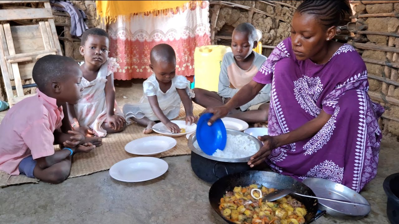 African Village Life#Cooking Mouthwatering Village Food Beef Stew with Green Bananas For Lunch