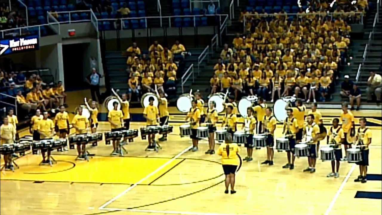 WVU Marching Band Drumline at WVU Coliseum for first Big 12 matchup