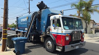 CR&R: 3 Peterbilt 520 Amrep ASL and FL Garbage Trucks on Bellflower Trash and Yard Waste!