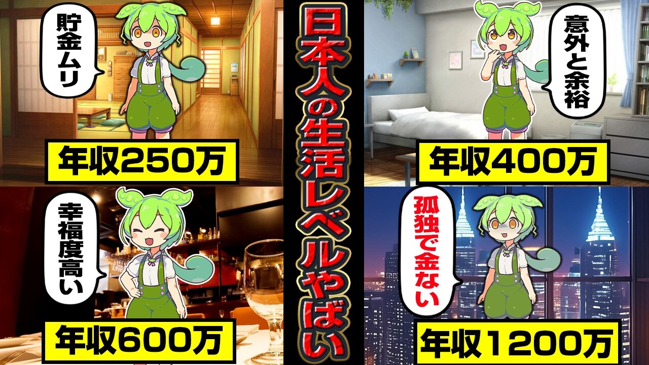 収入別で見た日本人のリアルな生活レベルがヤバすぎた…【ずんだもん】