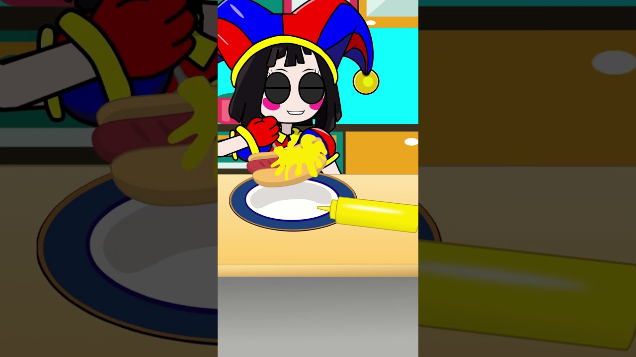 Pomni And Jax Eat Hot Dogs 🌭 With Super Hot Mustard! Animation. 