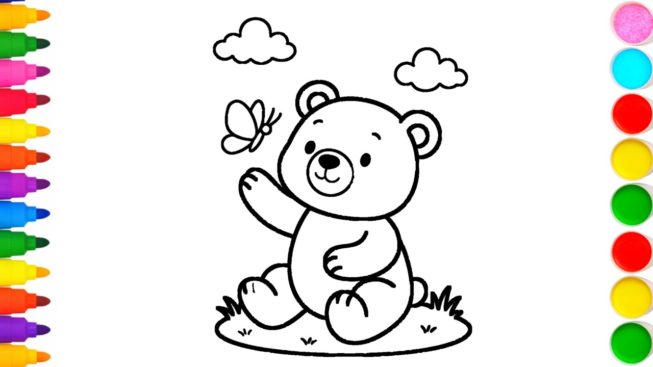Coloring a Cute Bear | Coloring Tutorial for Kids 🧸✨
