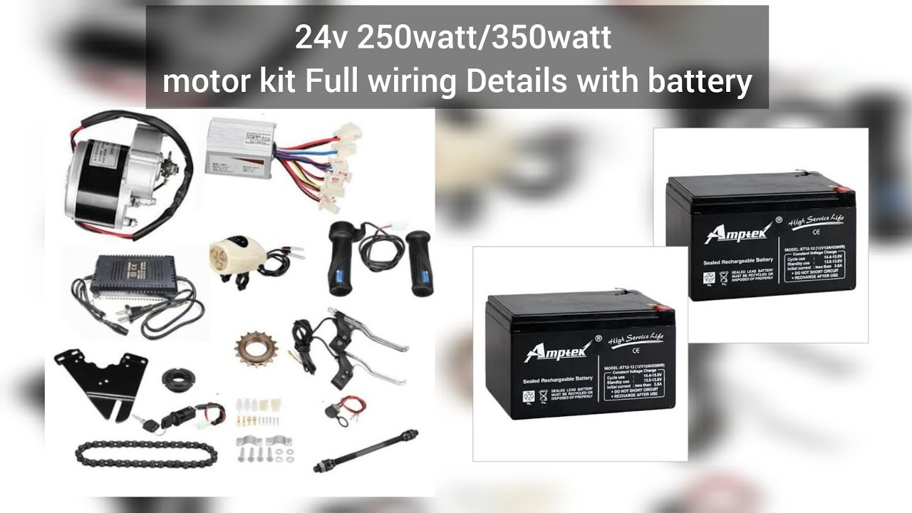 24v 250watt/350watt Gear motor kit Full wiring with Battery