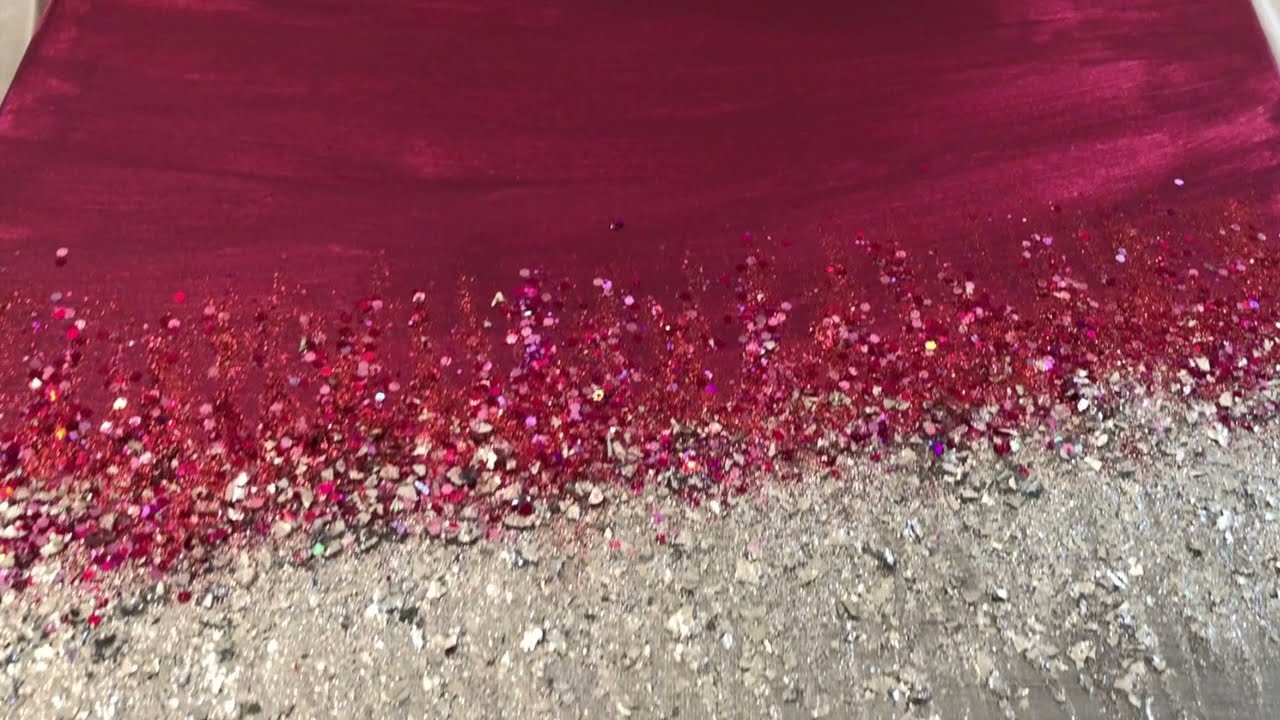 Candy Pink Black Sparkle Glitzy Crushed Glass Resin Picture Wall Art 