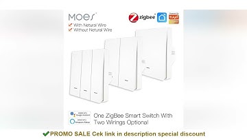 MOES Tuya ZigBee Smart Light Switch No Neutral Wire No Capacitor Needed Smart Life 2/3 Way Works wit