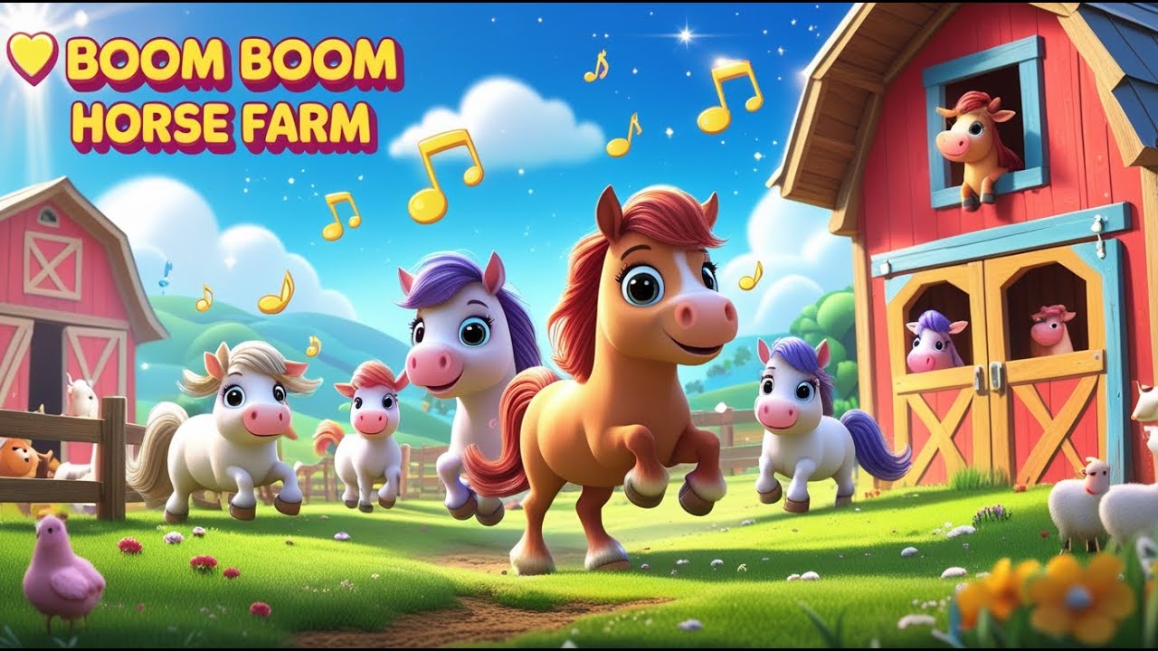 Boom Boom Horse Farm 🐎🎶 | Fun Horse Song for Kids | Animal Rhymes & Farm Music