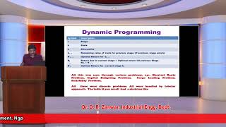 05 Dynamic Programming DP with continuous variables D R Zanwar