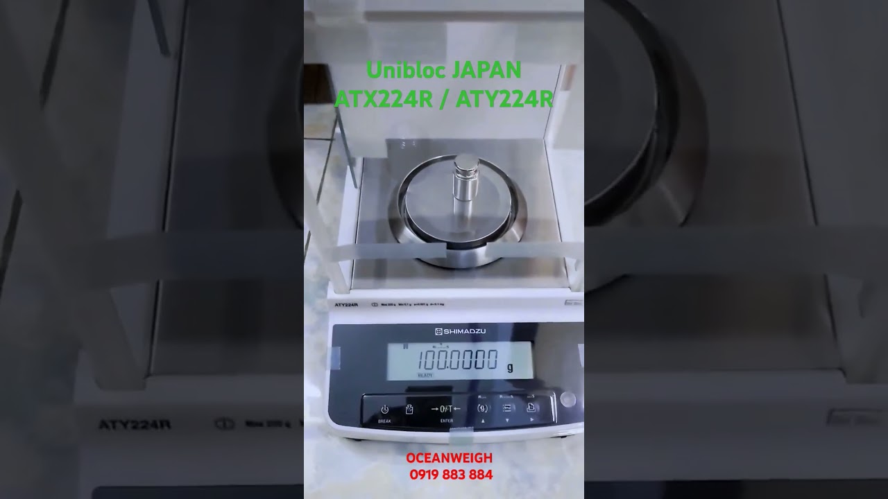 Test 100g F1 OIML Cân phân tích 4 số SHIMADZU ATY224R Unibloc Fast response  