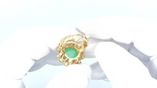 Vidéo: Bague Or Jaune 18K, Emeraudes cabochons et Perles de Culture