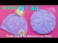 Gorro MODELO 5 tejido a crochet en punto Estrella y Hojas en relieves con Piñas paso a paso