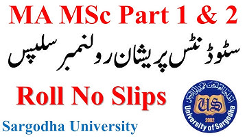 MA MSc Part 1 & 2 Composite Roll No Slips Issue Sargodha University | MA MSc Roll No Slips UOS