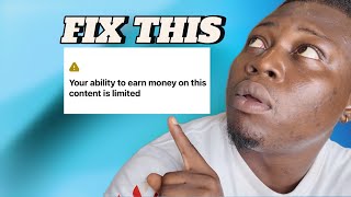 How To Fix “ABILITY TO EARN LIMITED” On Facebook | FACEBOOK MONETISATION