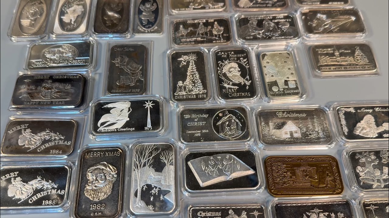 1972年クリスマス銀製バー Vintage 1 oz Silver Bars - Rare Christmas Bars - Over 30 oz - YouTube