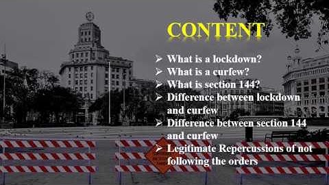 DIFFERENCE BETWEEN LOCKDOWN, CURFEW AND SECTION 144