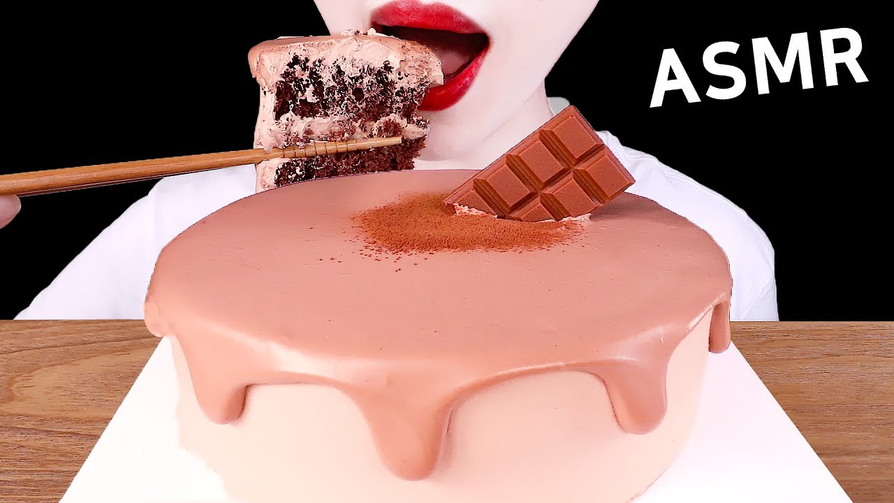 ASMR CHOCOLATE WHIPPED CREAM CAKE 초콜릿 생크림케이크 EATING SOUNDS MUKBANG 디저트먹방