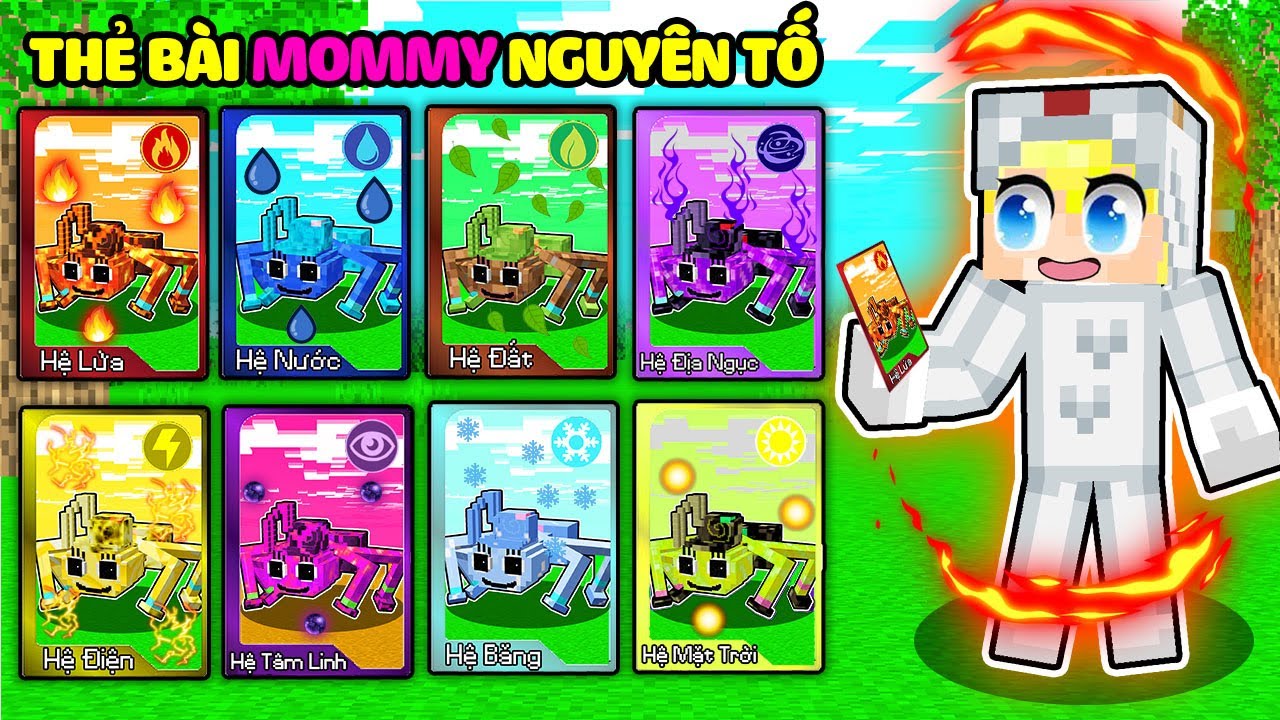 TÔ GÀ THỬ THÁCH 24H SỞ HỮU BỘ THẺ BÀI MOMMY LONG LEGS NGUYÊN TỐ TRONG MINECRAFT*THẺ BÀI NGUYÊN TỐ