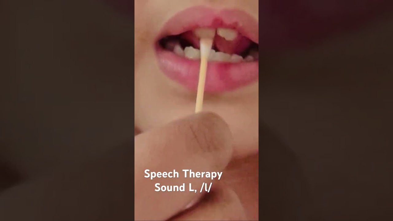 Sound L speech therapy. Using cotton bud for tactile prompts 