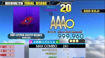 [DDR A] DROP OUT(FROM NONSTOP MEGAMIX) [Single-CHALLENGE] 999,960 PFC by DDR-KOJI
