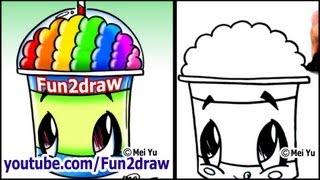 Draw a Cartoon Slushie - With a Rainbow BRAIN??? | Fun2draw | How to Draw Food Cute Step by Step screenshot 4