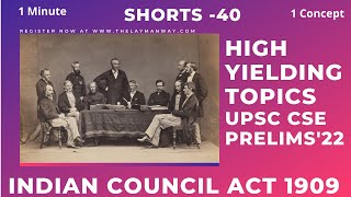 Indian council act 1909 or Morley Minto Reforms #shorts