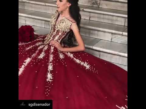 entregar casual Bañera Vestido de 15 años rojo quemado con dorado y flores en 3D - YouTube