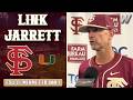 FSU Baseball | Link Jarrett Postgame Press Conference Game 2 | FSU 11, Miami 1 | Warchant TV