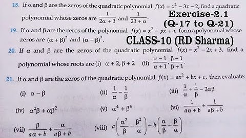 RD Sharma Solutions for Class 10 Maths Chapter 2 Polynomials Exercise 2.1 Q17 to Q21