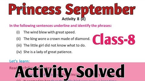Activity solutions class-8 Princess September by W.Somerset Maugham lesson 5